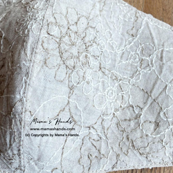 刺繡碎花亞麻生成米色成人立體生態布口罩 第2張的照片
