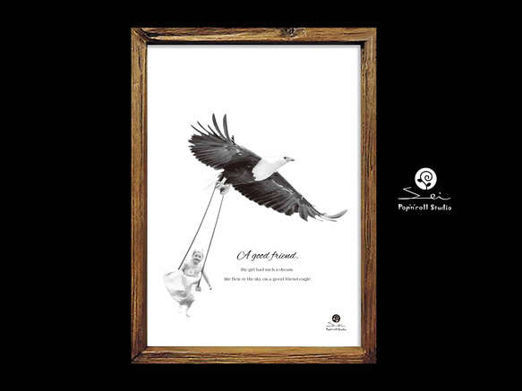オリジナルポスター　A4　アート　seiで検索 　誕生日プレゼント　結婚祝い　新築祝い　ファンシー　鳥　 c-200 3枚目の画像