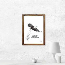 オリジナルポスター　A4　アート　seiで検索 　誕生日プレゼント　結婚祝い　新築祝い　ファンシー　鳥　 c-200 2枚目の画像