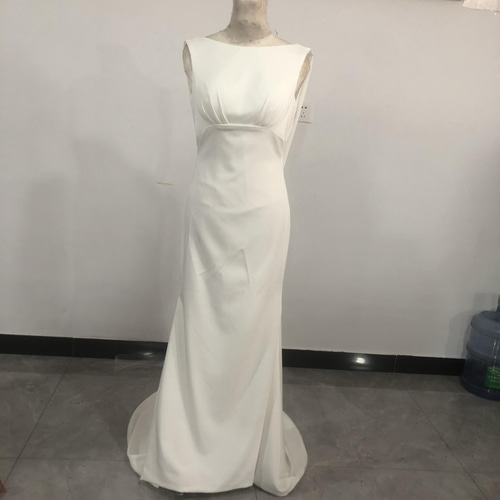 エレガント ホワイト オフショルダー 背中見せ ノースリーブ Aライン  