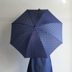 竹の傘 レトロフラワー　ダークブルー 晴雨兼用 長傘 ALCEDO 161033 日傘 雨傘 9枚目の画像