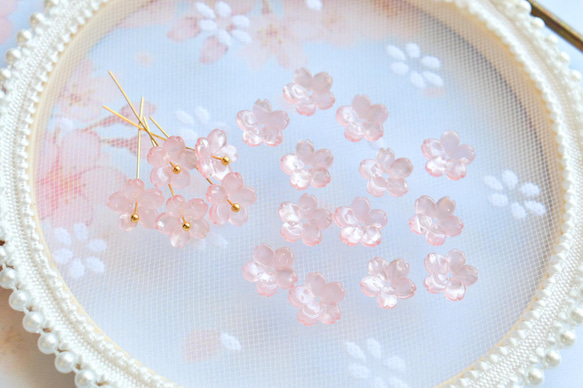 新作★10mm 桜のアセテートパーツ　シェルピンク 3枚目の画像