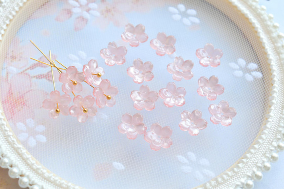 新作★10mm 桜のアセテートパーツ　シェルピンク 10枚目の画像