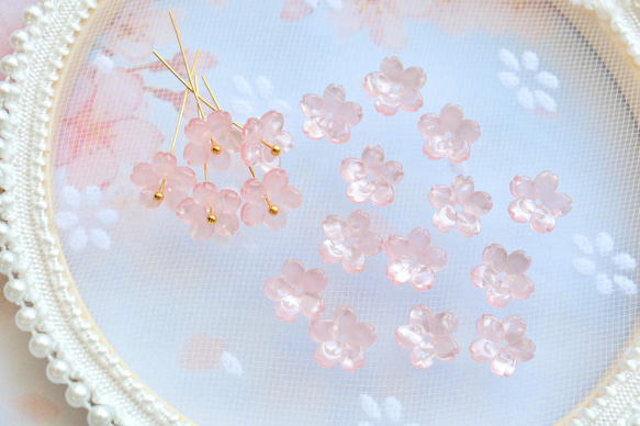 新作★10mm 桜のアセテートパーツ　シェルピンク 4枚目の画像