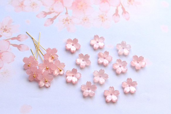 新作★10mm 桜のアセテートパーツ　ベビーピンク 14枚目の画像