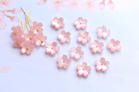 新作★10mm 桜のアセテートパーツ　ベビーピンク 18枚目の画像