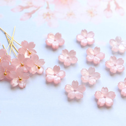 新作★10mm 桜のアセテートパーツ　ベビーピンク 4枚目の画像