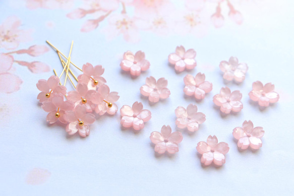 新作★10mm 桜のアセテートパーツ　ベビーピンク 4枚目の画像