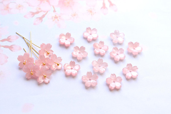 新作★10mm 桜のアセテートパーツ　ベビーピンク 11枚目の画像