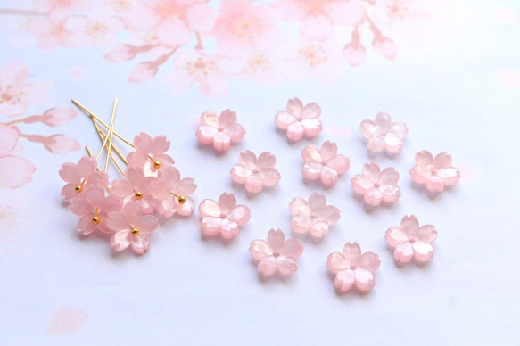 新作★10mm 桜のアセテートパーツ　ベビーピンク 17枚目の画像