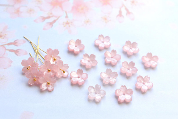 新作★10mm 桜のアセテートパーツ　ベビーピンク 3枚目の画像