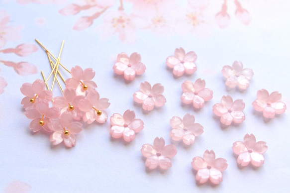新作★10mm 桜のアセテートパーツ　ベビーピンク 8枚目の画像