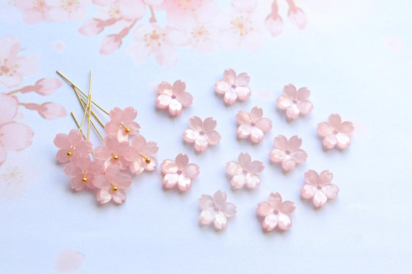 新作★10mm 桜のアセテートパーツ　ベビーピンク 2枚目の画像