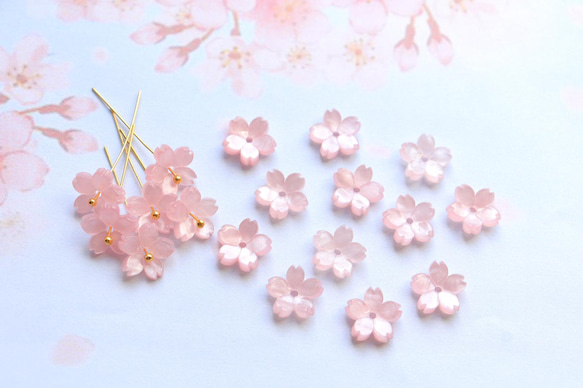 新作★10mm 桜のアセテートパーツ　ベビーピンク 5枚目の画像