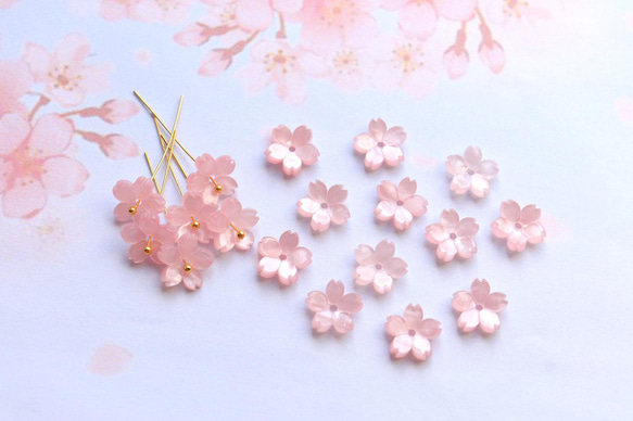 新作★10mm 桜のアセテートパーツ　ベビーピンク 16枚目の画像