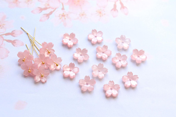 新作★10mm 桜のアセテートパーツ　ベビーピンク 9枚目の画像