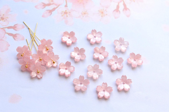 新作★10mm 桜のアセテートパーツ　ベビーピンク 7枚目の画像