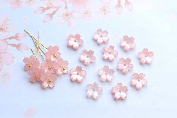 新作★10mm 桜のアセテートパーツ　ベビーピンク 1枚目の画像