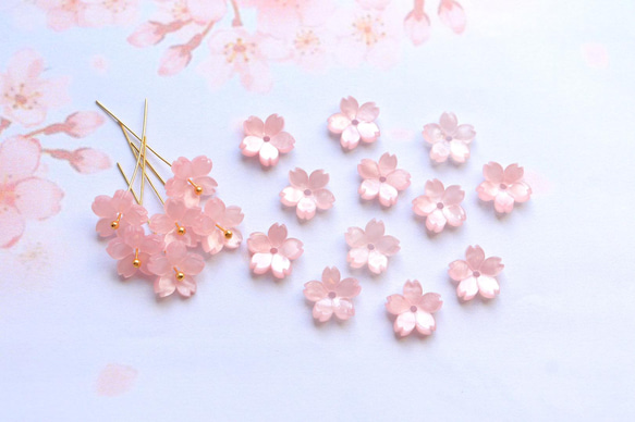 新作★10mm 桜のアセテートパーツ　ベビーピンク 10枚目の画像
