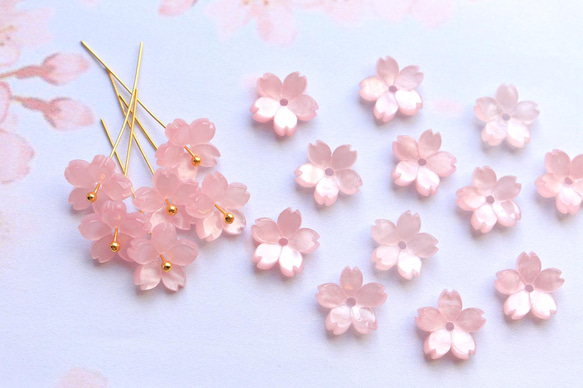 新作★10mm 桜のアセテートパーツ　ベビーピンク 20枚目の画像