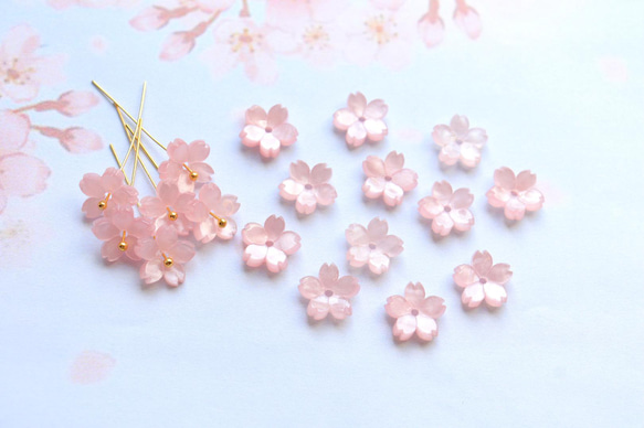 新作★10mm 桜のアセテートパーツ　ベビーピンク 6枚目の画像
