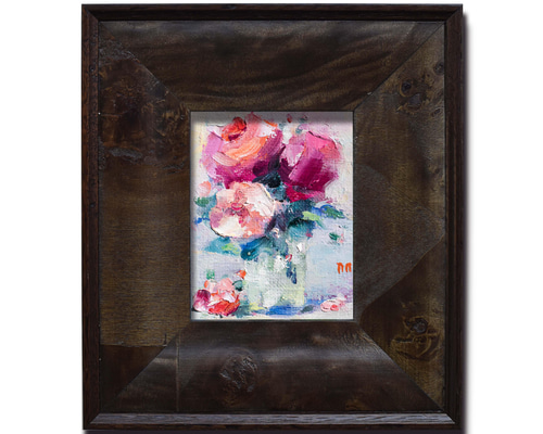 油絵 バラ 額付き 楽天市場】手描き 油絵 額入り油彩画 バラ1 F6サイズ 薔薇 赤い