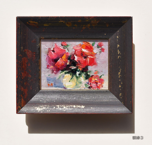 「時を楽しむ rose-c04」ミニ油絵原画　額付き・特典付き 1枚目の画像