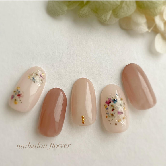 大人上品なドライフラワーネイル/フラワーネイル/春ネイル／ジェル  