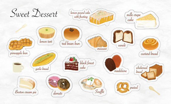 Original Design Clear Sticker - Sweet Dessert by Seed Cone 1枚目の画像