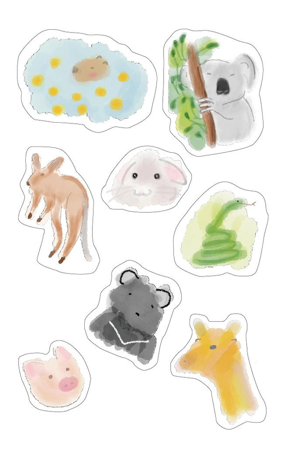 Original Design Clear Sticker - Scribbly Zoo by Seed Cone 1枚目の画像