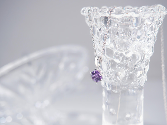 紫薰冰沙 | 紫水晶 純銀項鍊 鎖骨練 水晶寶石吊墜 第4張的照片