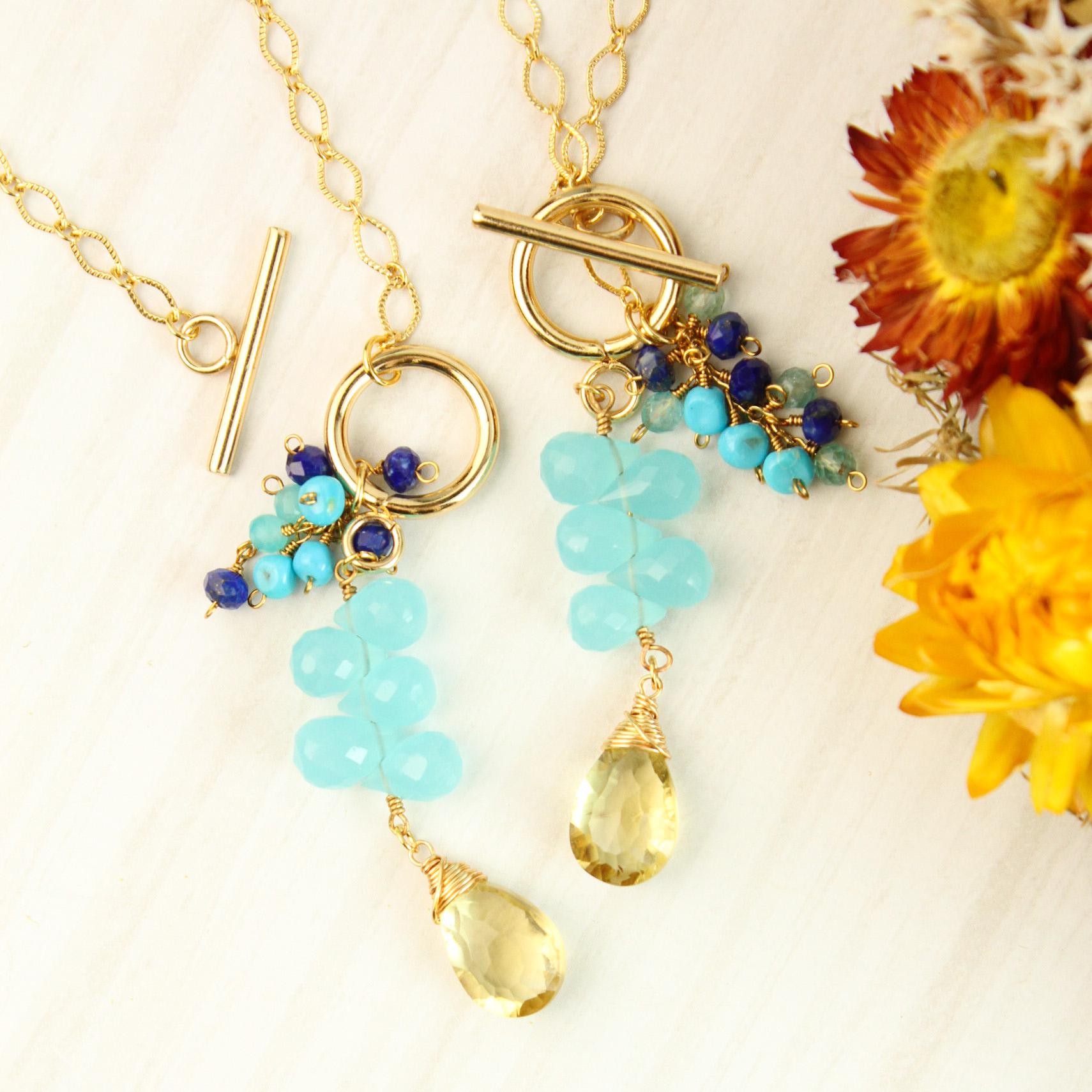 レモンクォーツ　マンテルネックレス