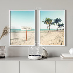 アートポスター トロピカル ビーチ サーフ 海 砂浜 ヤシの木 おしゃれ