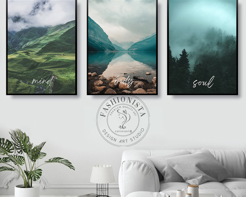 アートポスター 自然風景 森 湖 山 グリーン 癒し ナチュラル