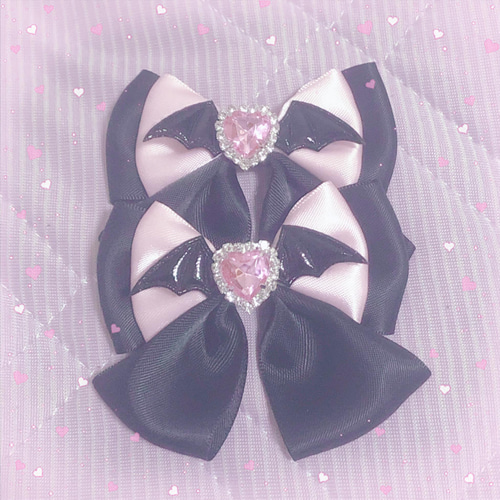 ♡エンジェルハートリボン ヘアクリップ♡ 羽モチーフ 量産型