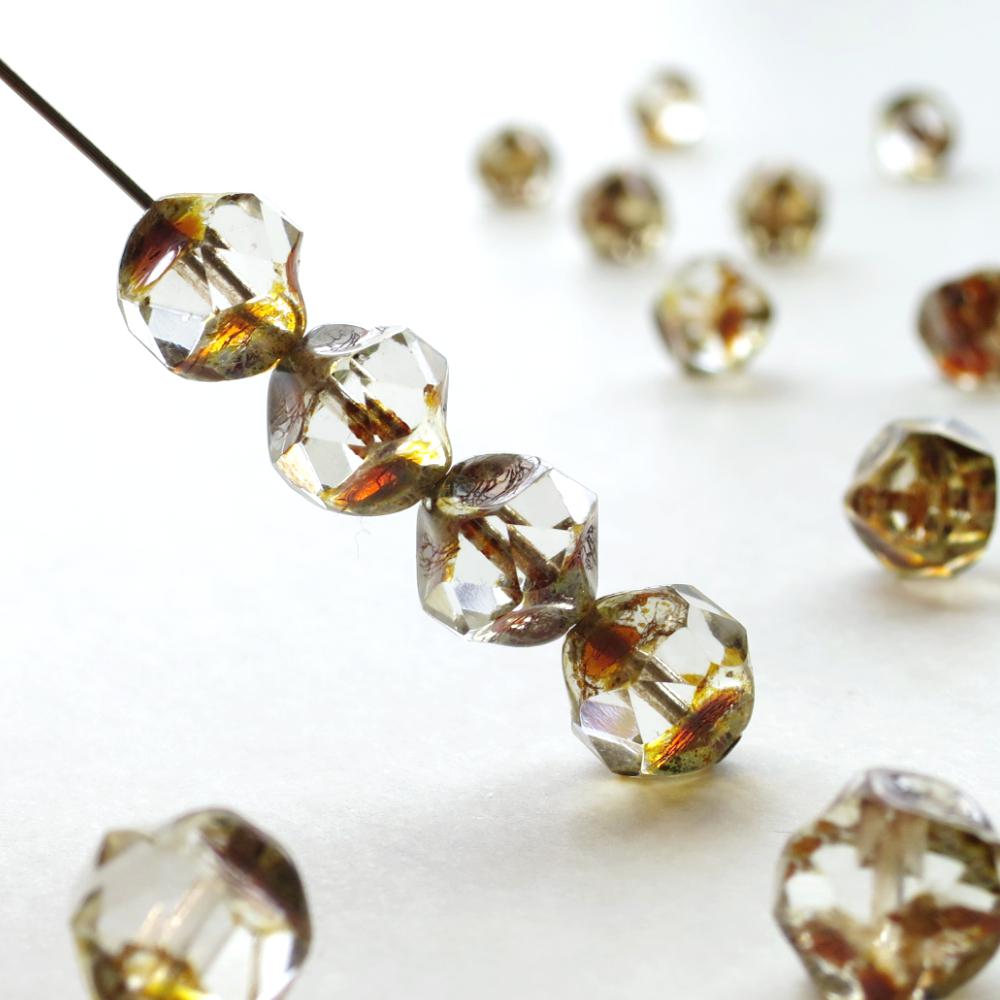 火のピット用の45個のガラスビーズ フラットな大理石ビーズ ガラスの小石 再販〜 鉱石みたいなガラスビーズ 〜 原石のかけら ビーズ