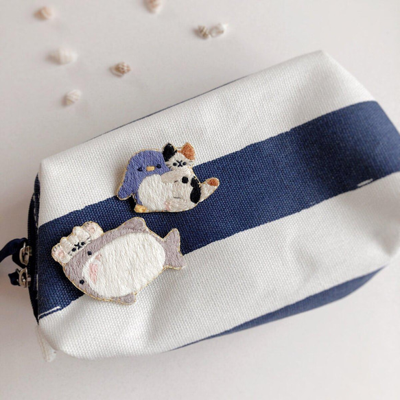 サメと猫の刺繍ブローチ 5枚目の画像