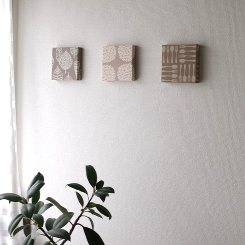 ナチュラル ファブリックパネル 3点セット｜12×12cm 小さいサイズ