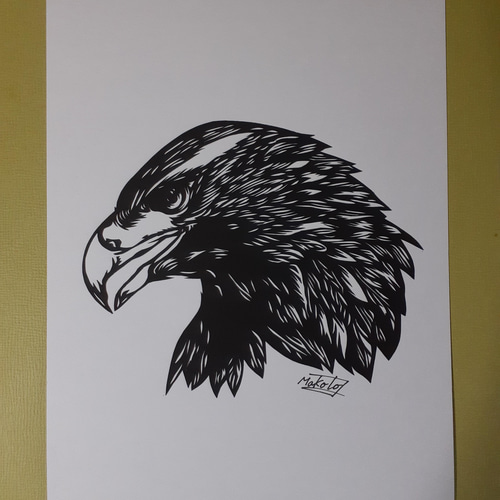 切り絵アート 鷲 切り絵 makochin 通販 13617860｜Creema(クリーマ)