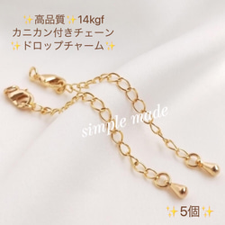 高品質　14kgf アジャスターチェーン　しずく　カニカン　50本　延長チェーン 高品質 14kgf アジャスターチェーン しずく カニカン 5本 延長