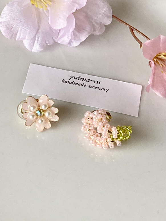 魅力的な 桜のモチーフとイヤーカフ/2点セット ゆ その他アクセサリー アクセサリー