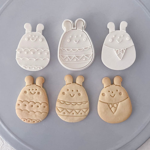 イースター】イースターエッグラビット クッキー型（スタンプ付き