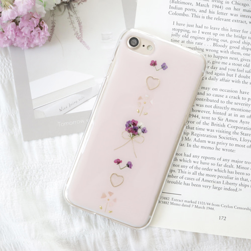 新色ベビーピンク♡ 押し花スマホケース iPhoneケース Android Galaxy