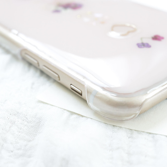 新色ベビーピンク♡  押し花スマホケース iPhoneケース Android Galaxy Xperia クリア 全機種 3枚目の画像