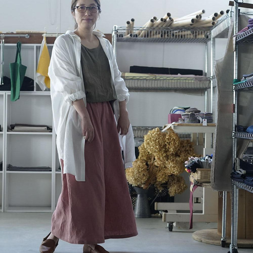 wafu リネンワイドパンツ　浅緋色 wafu 入門編】数量限定！Linen Pants ワイドパンツ / 浅緋色