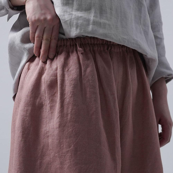 【wafu 入門編】数量限定！Linen Pants ワイドパンツ / 浅緋色(あさあけいろ) b002m-asa2 6枚目の画像