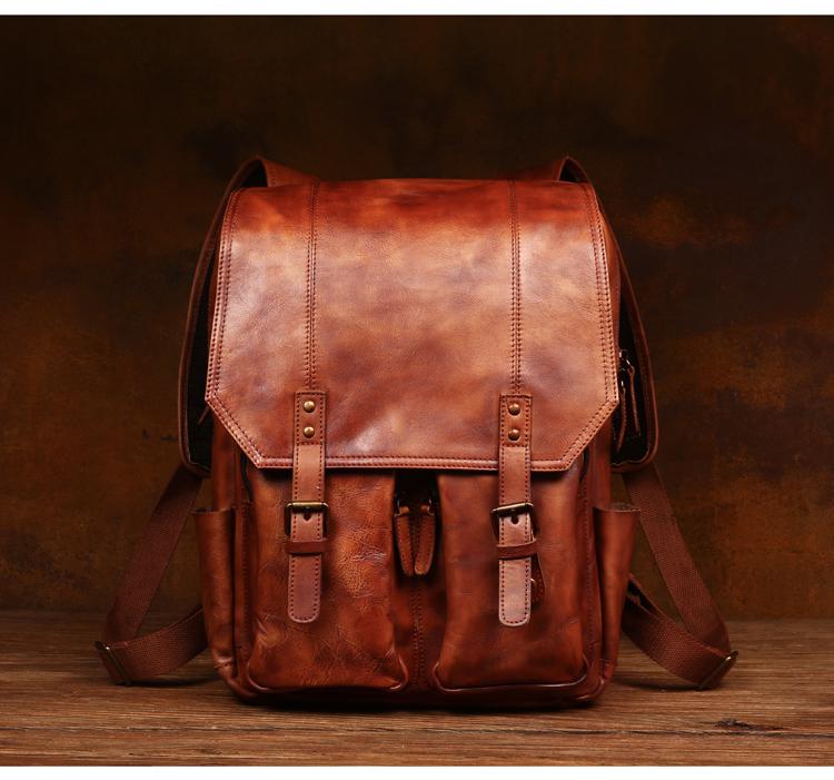 本革ベジタブルタンニングレザー大容量バックパック 牛革リュック 17,360円