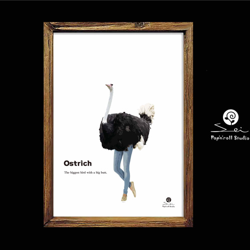 カジュアル 鳥 ダチョウ 送料無料 オリジナルポスター アート/seiで