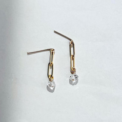 Chain pierce Herkimer diamond（14KGF）ピアス/イヤリング ハーキマーダイヤモンド 1枚目の画像