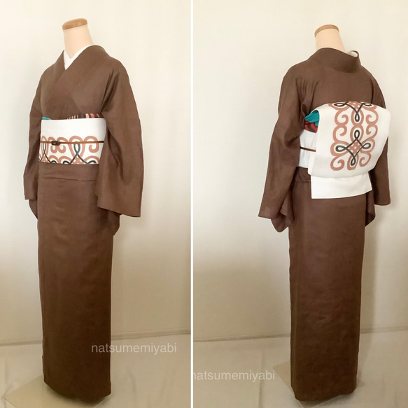 ◆【受注製作】リネンカラーきもの　家で洗える自然素材 春夏秋6ヶ月ヘビロテきもの 11枚目の画像
